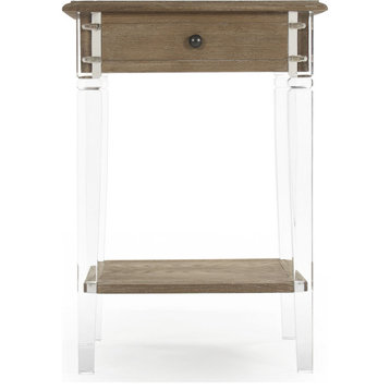 Claude Acrylic End Table - Limed Gray