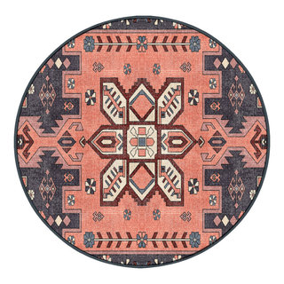 Washable Camilla Tribal Feel Area Rug, Round 3' - Southwestern - Area ...