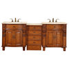 84 Inch Double Sink Bathroom Vanity, Marble, Traditional, Antique Brown