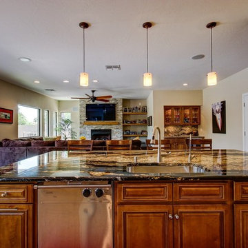 Kitchen remodel, Fireplace renovation, Wet bar