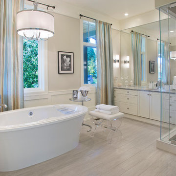 Chandelier over tub
