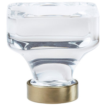 Amerock Glacio 1-3/8" 35 mm Length Square Cabinet Knob, Clear/Golden Champagne