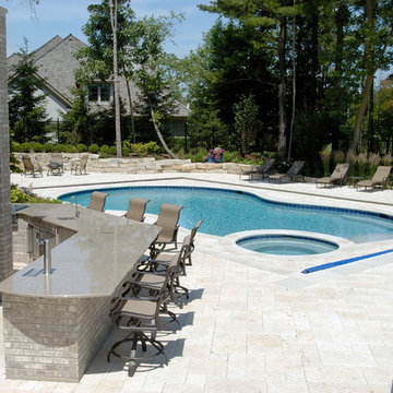 North Barrington, IL Freeform Pool and Spa with Picture Frame Automatic Cover