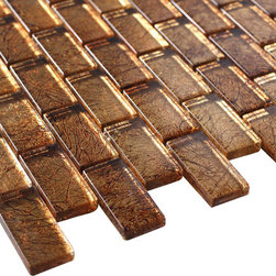 1x2 Glossy Glitter Bronze Sky Subway Glass Mosaic Tiles - Home Accessories & Decor