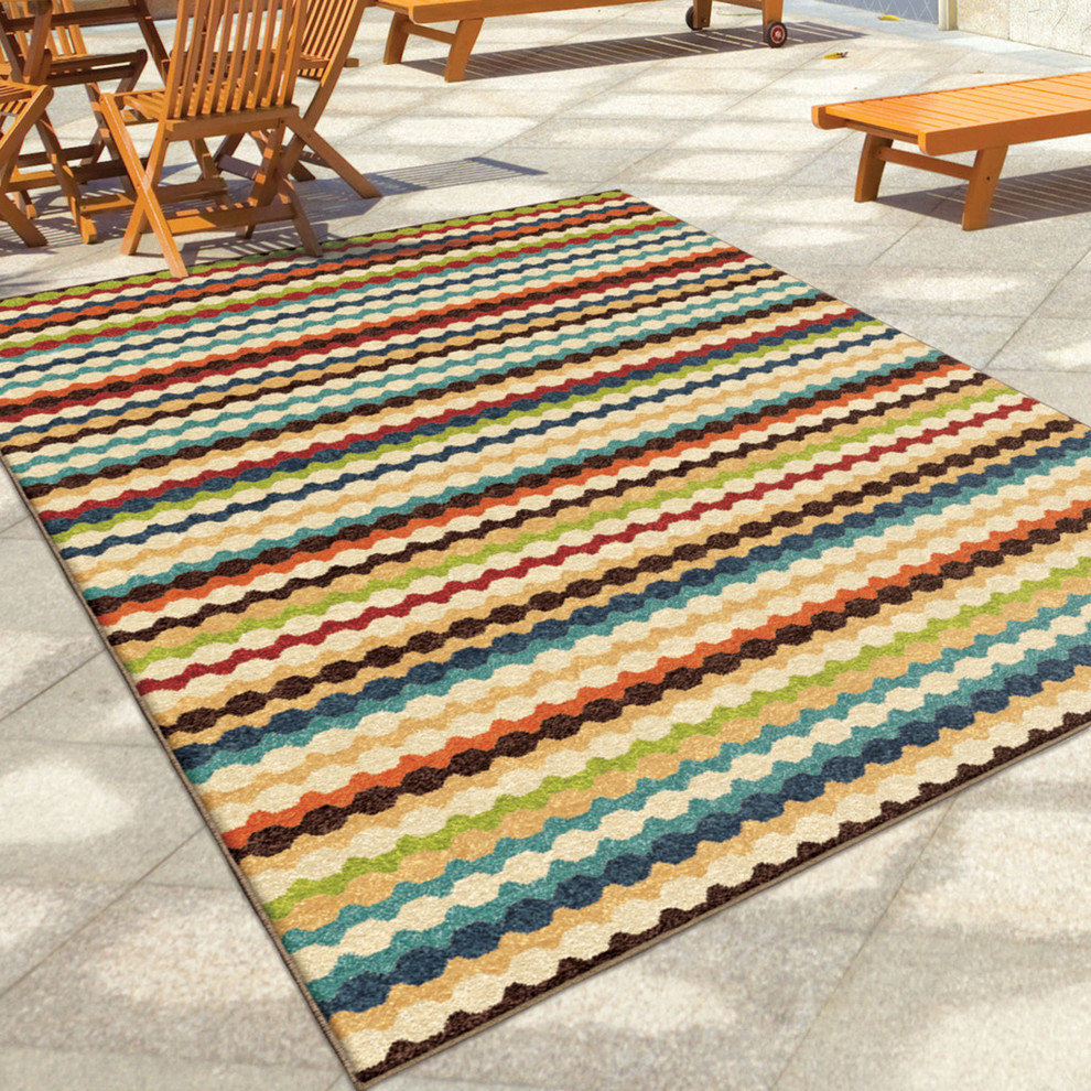 Orian Veranda Indoor/Outdoor Connect the Dots Area Rug, Multi, 6'5