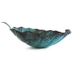 Artesano Copper Sinks - Leaf Shape Vessel Bathroom Copper Sink Very Thick gauge # 14 - Round Vessel Bathroom Copper Sink 18 x 15 x 5.5" for Over the Counter or Vessel installation, thick gauge 14, all hand made, all copper, all hammered. Drain = 1.5"