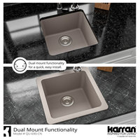 Karran Undermount Quartz Composite 17" Bar Single Bowl Sink, Concrete