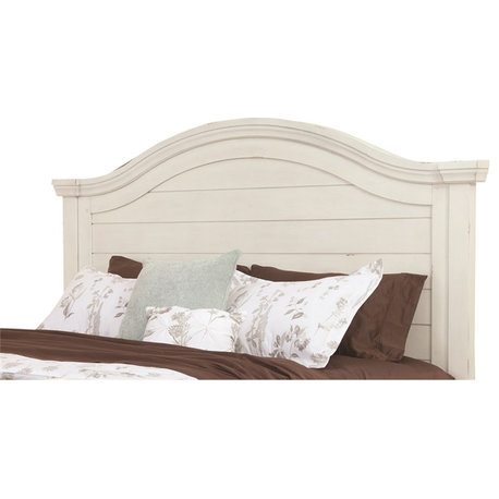 American Woodcrafters Stonebrook Antiqued White Wood King Panel Headboard