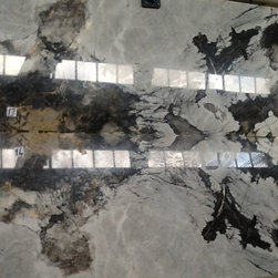 Book-matched white marble slabs - Indoor Fireplaces