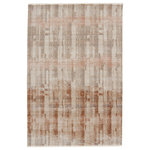 Jaipur Living - Nikki Chu by Jaipur Living Jina Abstract Taupe/Light Pink Area Rug 9'6"x12'7" - Inspired by the African motifs, the Sanaa collection by Nikki Chu is the perfect combination of statement-making patterns and easy-to-decorate-with hues. The Jina rug boasts a linear abstract design in tones of tan, beige, taupe, gray and hints of pink. Ivory fringe trim adds texture and vintage allure. This power-loomed rug features a plush and durable blend of polyester and polypropylene, lending the ideal accent to high-traffic spaces.