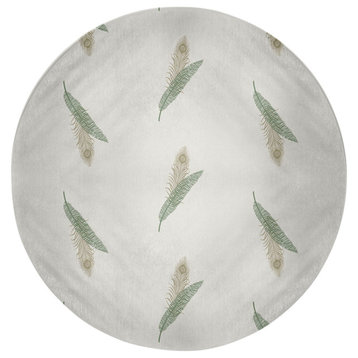 Feather Stripe Spring Chenille Rug, Green, 5' Round