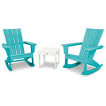 Polywood - Polywood Quattro 3-Piece Rocker Set, Aruba/White - With the relaxed comfort of an adirondack chair combined with the smooth rocking of a rocking chair, these Quattro Adirondack Rockers will create a relaxing spot on your porch, patio, or backyard space when paired with a POLYWOOD Modern Side Table. This set is constructed of durable POLYWOOD lumber available in a variety of attractive, fade-resistant colors and will never require painting, staining, or waterproofing.
