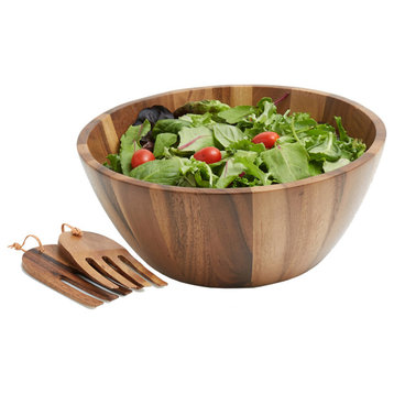 Acacia Salad Bowl With Salad Serving Hands