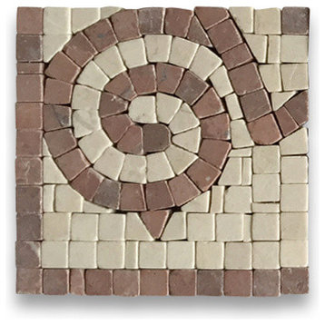 Marble Mosaic Border Decorative Tile Garden Rojo 4x4 Tumbled, 1 piece