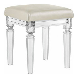 Picket House Furnishings Charlotte Vanity Stool with Acrylic Leg