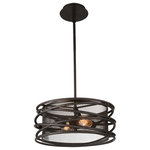 CWI Lighting - Darya 2 Light Pendant With Brown Finish - The Darya 2 Light Chandelier will make a unique industrial design element in your space. This brown pendant light features a double drum shade in openwork style, with one in mesh and the other in metal cage design. For interiors that looks decidedly rustic, pair this light fixture with exposed beams, wrought iron chairs, and vintage wall signages.  Feel confident with your purchase and rest assured. This fixture comes with a one year warranty against manufacturers defects to give you peace of mind that your product will be in perfect condition.