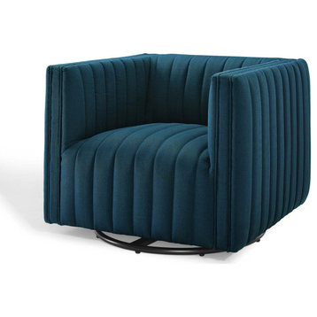 Tufted Armchair Accent Chair, Fabric, Navy Blue, Modern, Lounge Hospitality