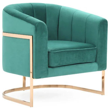 Starr Modern Green Velvet & Rosegold Accent Chair