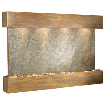 Sunrise Springs water fountain, Green Featherstone, Rustic Copper, Square