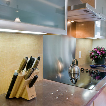 Concrete countertopnin spacious kitchen addition