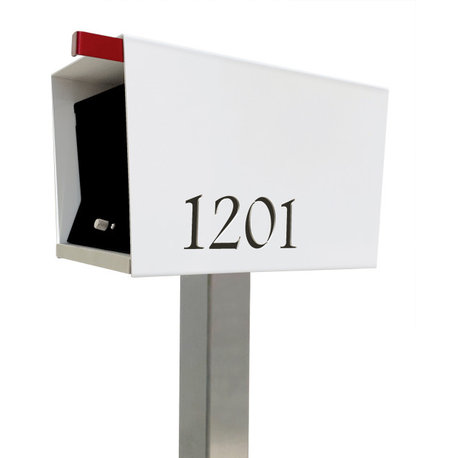 UpTown Box with Locking doors. Modern Pole Mounted Mailbox, Pole not included.,