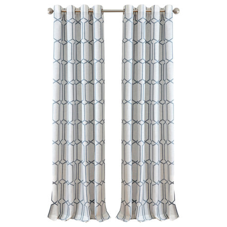 Kaiden Geometric Room Darkening Window Curtain, Blue, 52 in. X 95 in.