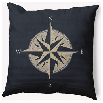 20x20" Compass Nautical Decorative Indoor Pillow, Shark Blue