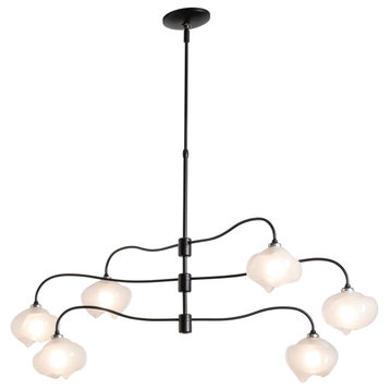 Ume 6-Light Pendant, Black Finish, Ume Frosted Glass, Standard Overall Height