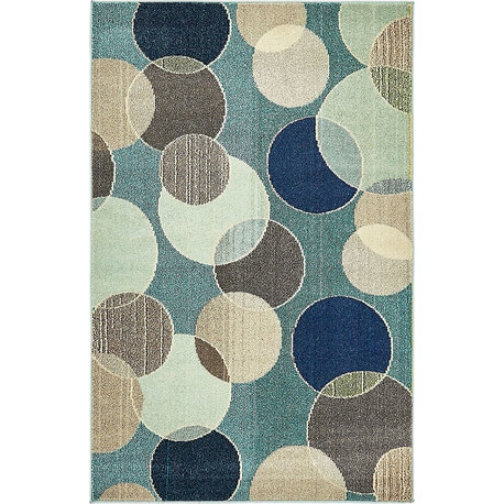 Contemporary Prismatic 4'x6' Rectangle Ocean Area Rug