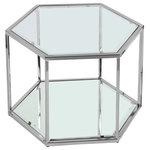 Meridian Furniture - Sei Glass Top Coffee Table With Mirrored Base, Chrome, 1-Piece - This SEI coffee table puts you in complete control of the look of your space. Use a single table for a small space, or put together two or more tables for an expanded look when game night requires extra room for you to spread out. The beautiful chrome frame holds a glass top with mirrored base and parallel mirrored bottom shelf. The modular design lets you connect as many tables as you need for a custom solution to your requirements.