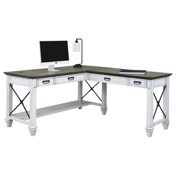Martin Furniture Hartford Contemporary Wood L-Shaped Desk in Weathered White