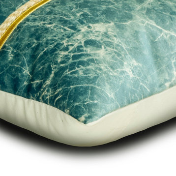 Blue Suede 12"x20" Lumbar Pillow Cover, Gemstone Faux Leather Solar Quartz, Teal