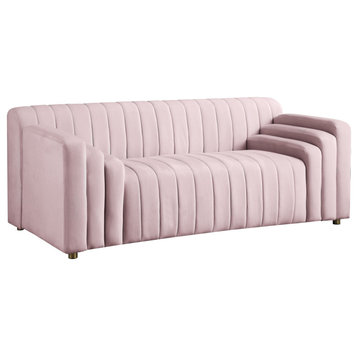 Naya Velvet Upholstered Loveseat, Pink