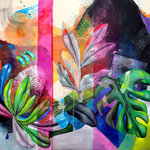 Poovi Art - Botanical abstract painting, Landscape Banksia flower art, abstract artwork - THE LAST GOODBYE