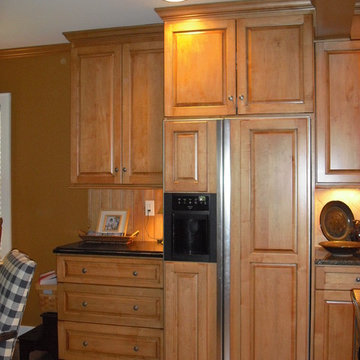 Ginger Maple Kitchen. Refrigerator paneling.
