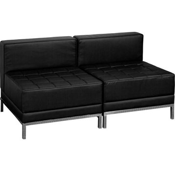 Black Leather Lounge Set, 2 PC