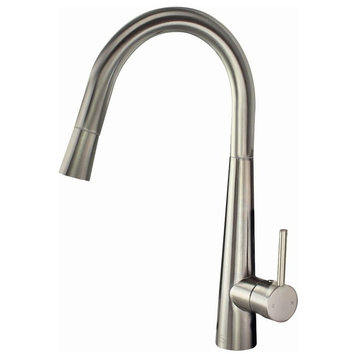 Retreat Pull Down Brass Kitchen Faucet, Luxe Stainless