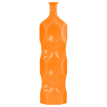Ceramic Round Bottle Vase, Orange, Medium