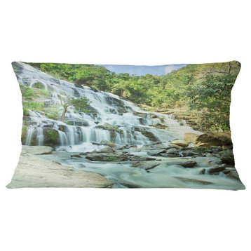 Maeyar Waterfall Landscape Photography Throw Pillow, 12"x20"