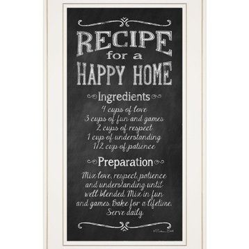 Recipe For A Happy Home 1 White Framed Print Wall Art