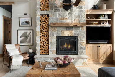 Inspiration for a rustic living room remodel in Minneapolis