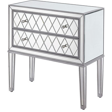Nightstand 2 Drawers 34" W X 16" D X 34" H, Antique Silver Paint