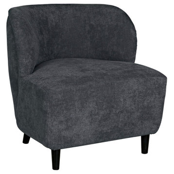 Laffont Wood Armless Chair with Grey Fabric