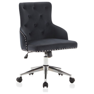 Belden Modern Elegant Swivel Desk Chair, Black/Chrome