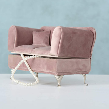 Pink Velvet Jewelry Couch Sofa, 9 Inches Long