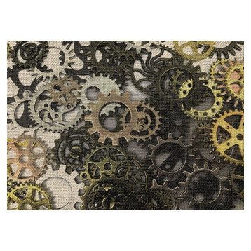 Gears Abstract Area Rug, 5'0"x7'0"
