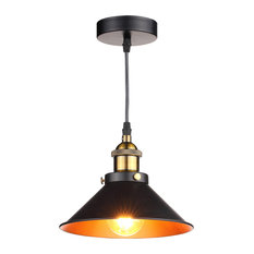 Jupiter Industrial Pendant Light, Black and Brass
