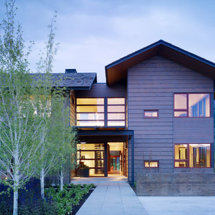 Idéer för funkis lila trähus