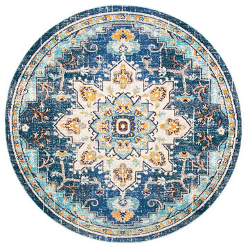 Safavieh Madison Mad473M Traditional Rug, Blue and Light Blue, 4'0"x4'0" Round