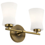 Kichler - Kichler Brianne 2-LT Bath Vanity Light 55116BNB - Brushed Natural Brass - This 2-LT Bath Vanity Light from Kichler has a finish of Brushed Natural Brass and fits in well with any Art Deco style decor.